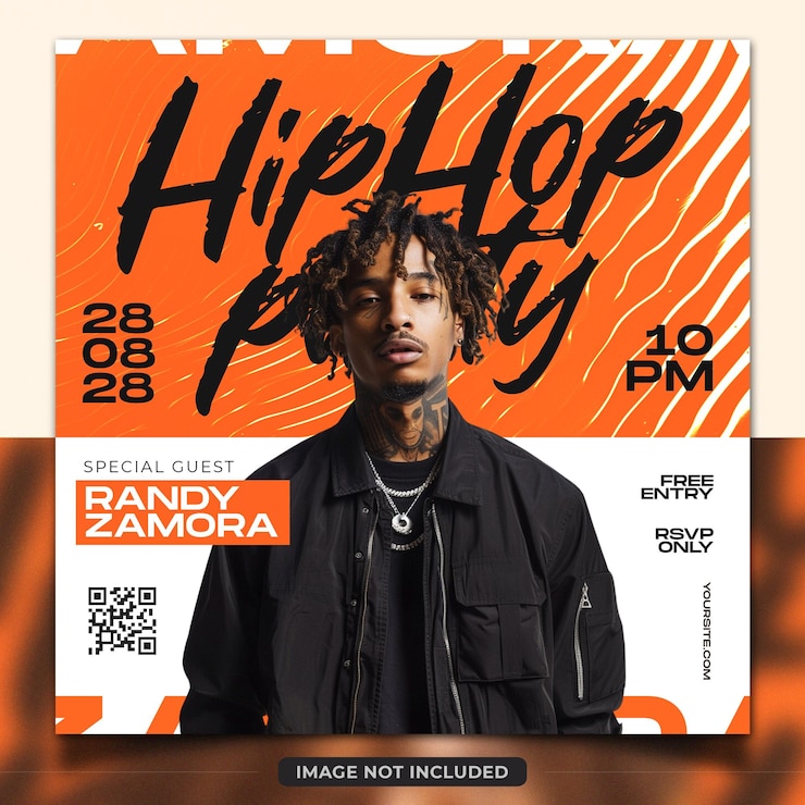 PSD hiphop music party event poster template