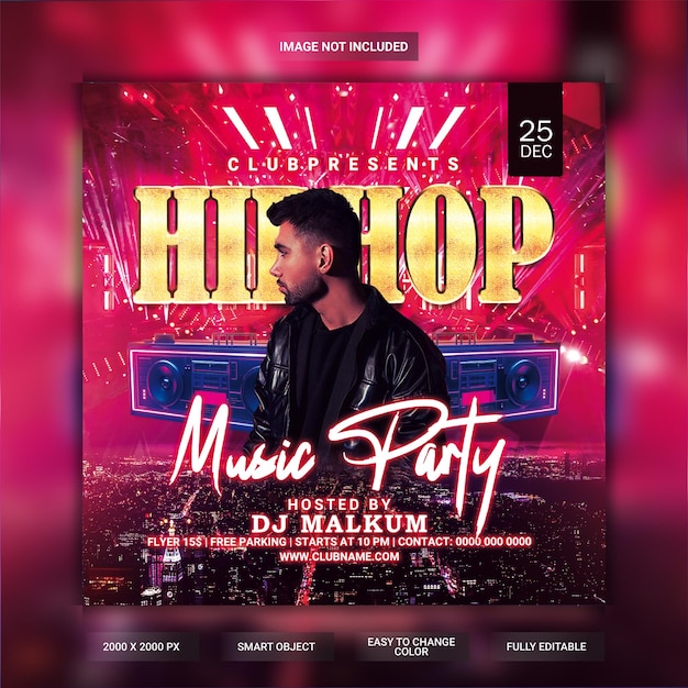 hiphop music party flyer