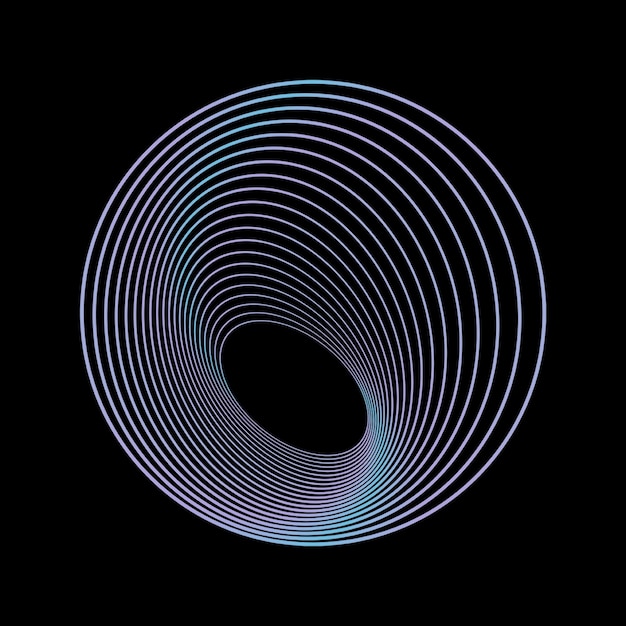 Hipnotyczna neonowa spirala na czarnym abstrakcyjnym kształcie geometrycznym