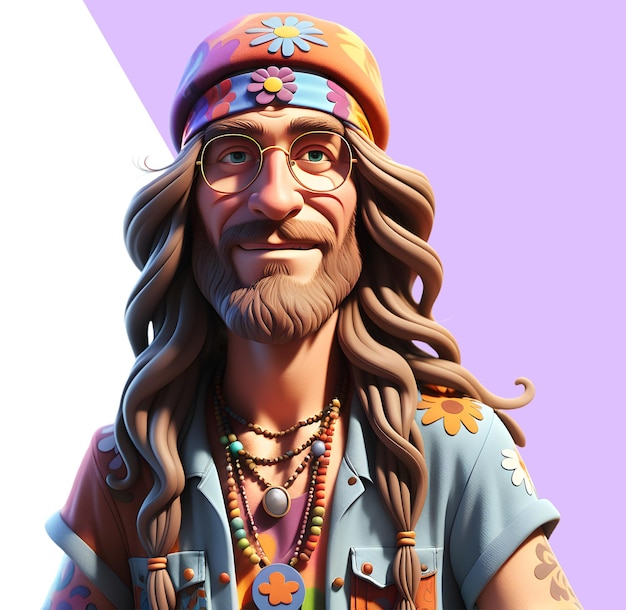 PSD hippie osoba 3d