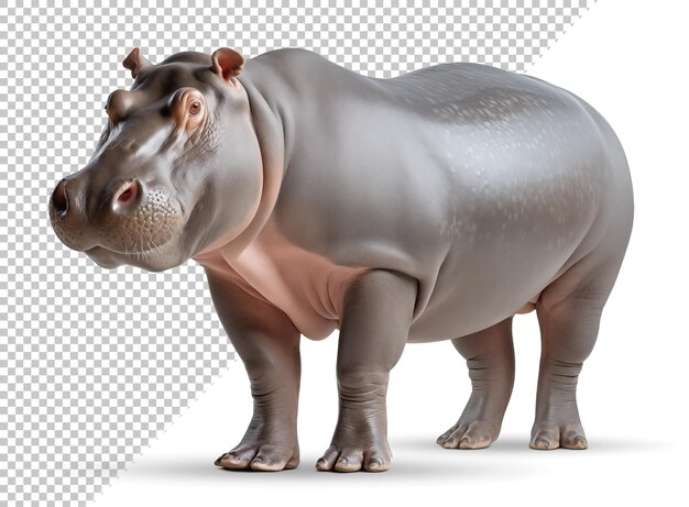 PSD hippopotamus zijkant op een geïsoleerde achtergrond