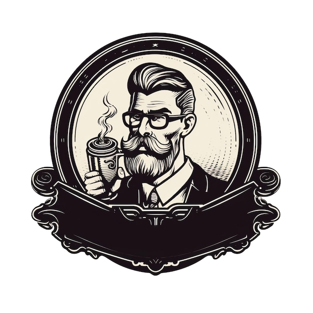 PSD hipster koffie logo