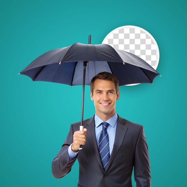 PSD hipster man with beard holding an umbrella