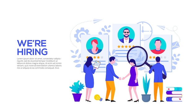 Hiring and recruitment concept with characters Flat illustration