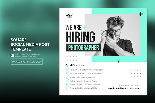 PSD hiring job vacancy square web banner or social media post template