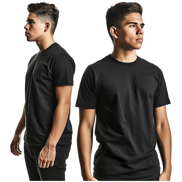 Hispanic young man wearing a black casual tshirt