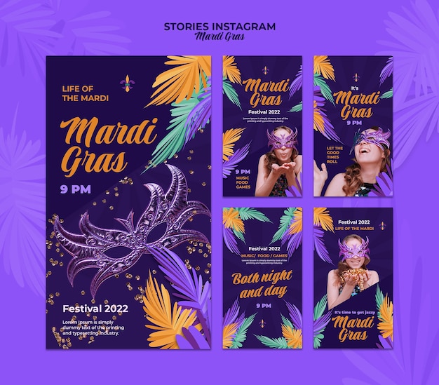 PSD historie na instagramie z festiwalu mardi gras