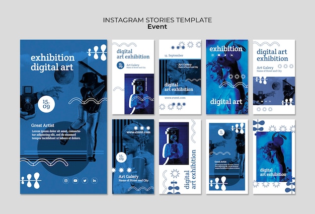 PSD historie na instagramie z wystawy sztuki cyfrowej