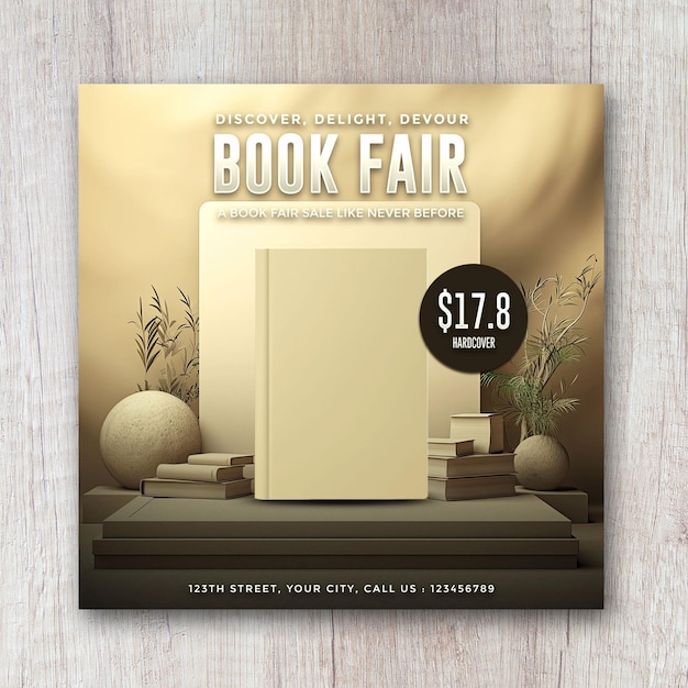 PSD history book fair mock up flyer