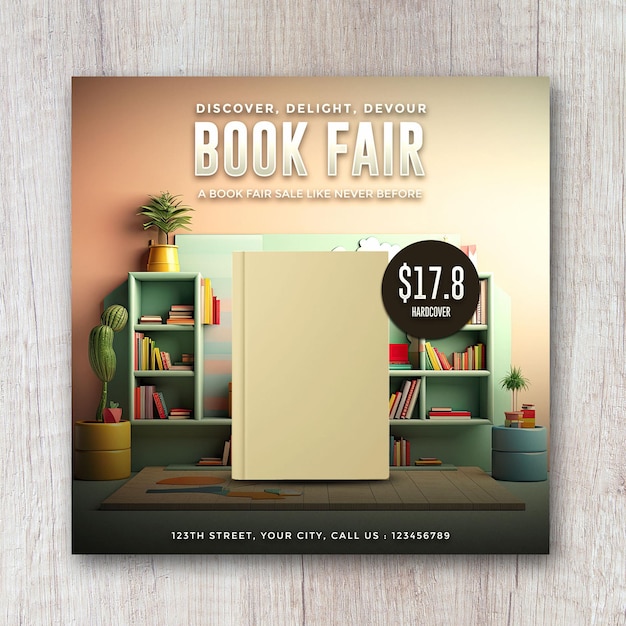 PSD history book fair mock up flyer