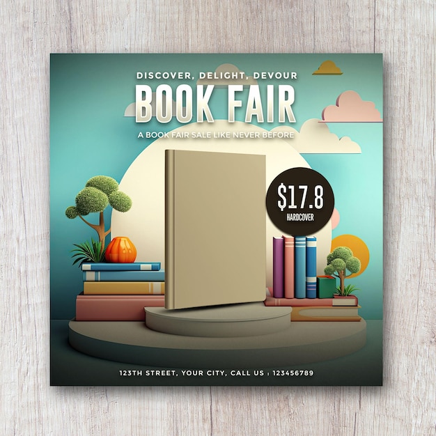 PSD history book fair mock up flyer