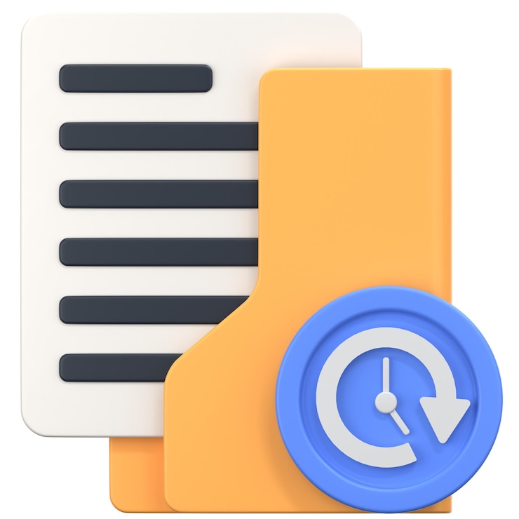 PSD history folder with clock sign 3d icon illustration low poly style
