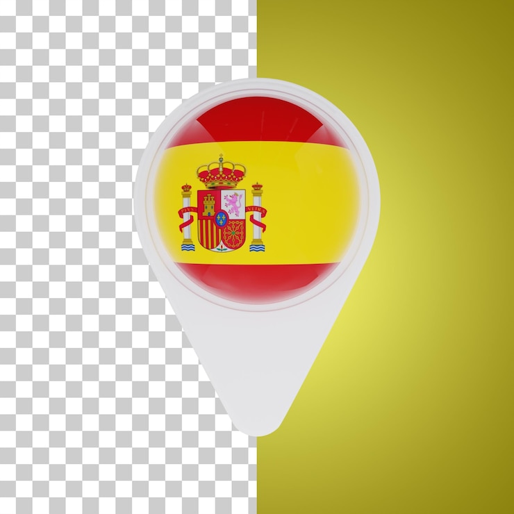 PSD hiszpania flaga pin mapa lokalizacji ilustracja 3d