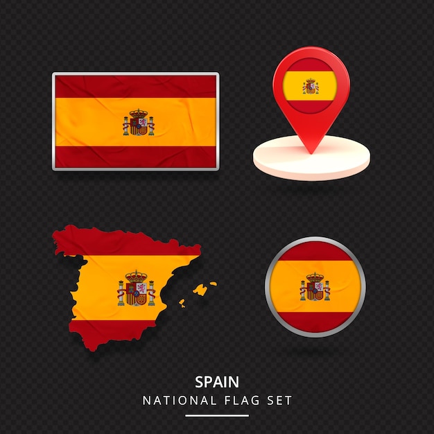 Hiszpania National Flagmaplocationbadge Projekt Elementu