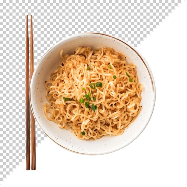 PSD hiyashi chuka lo mein veg en non maggi chow mein met saus geïsoleerd op doorzichtige achtergrond