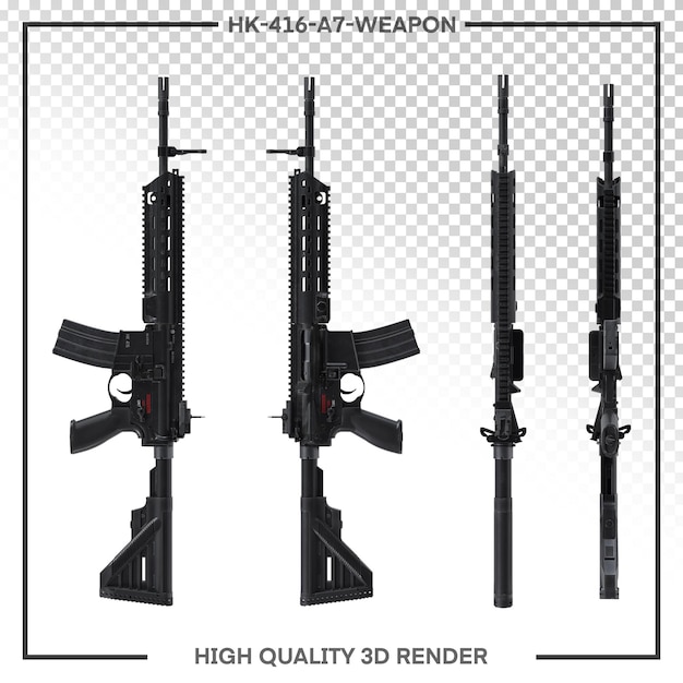 PSD hk 416 a7 broń pod innym kątem wysokiej jakości renderowania 3d png