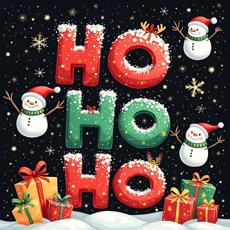 PSD ho ho kersttypografie met feestelijke details