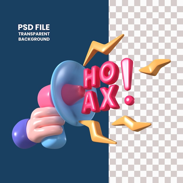 PSD hoax 3d illustration icon