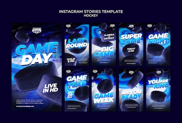 PSD hockey game instagram stories template