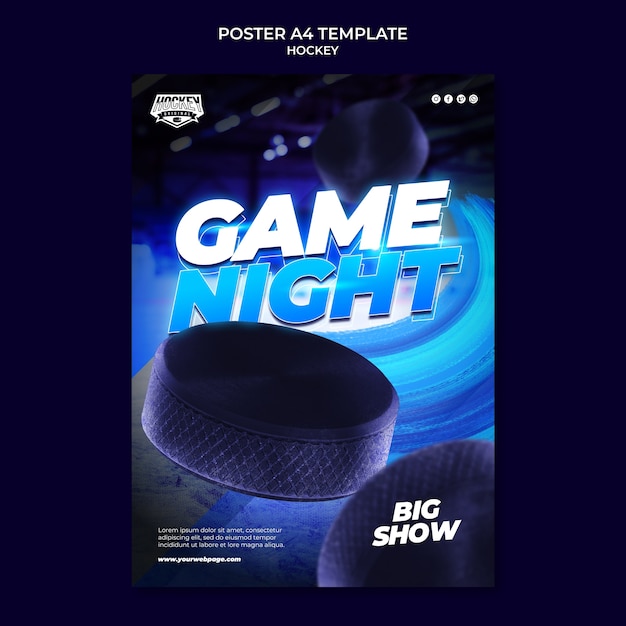 PSD modello di poster per la notte della partita di hockey