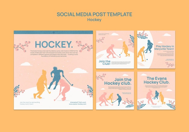 Hockey instagram posts template design