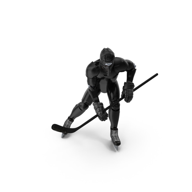 Hockey player in action focused and ready to score a goal