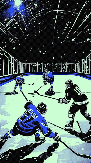 Hockey rink setting with players and goalies for election ho poster banner postcard tshirt tattoo