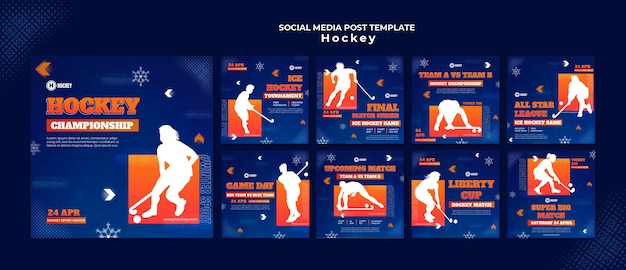 PSD hockey sport sociale media post ontwerpsjabloon