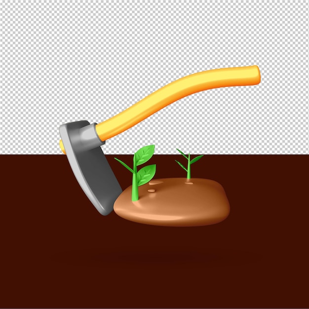 PSD hoe 3d icon for farm illustration free psd editable color