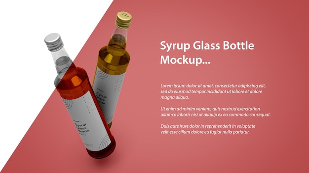 Hoge hoek twee siroop glazen drankfles mockup