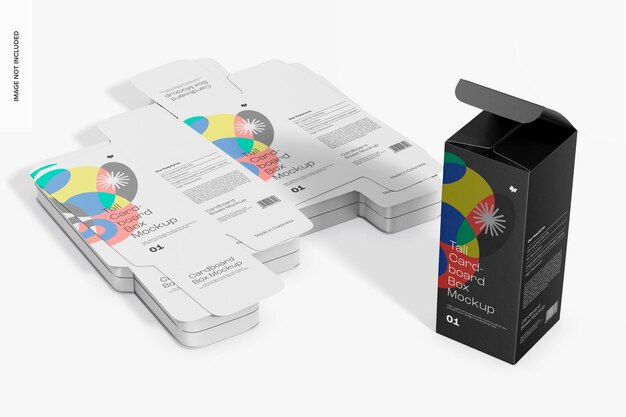 Hoge kartonnen doos Mockup uitgevouwen