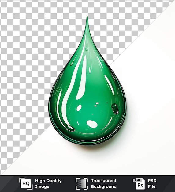 PSD hoge kwaliteit transparante psd inkt druppel in water vector symbool smaragdgroen op een geïsoleerde achtergrond