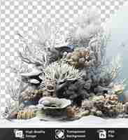 PSD hoge kwaliteit transparante psd realistische fotografische duiker _ s onderwater koraalrif een witte boom en een kleine vis
