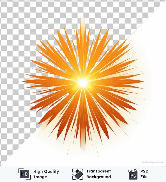 PSD hoge kwaliteit transparante psd vector zonnestralen symbool dageraad oranje zon op een geïsoleerde achtergrond