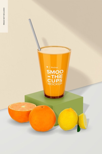 Hoge smoothie cup mockup op podium