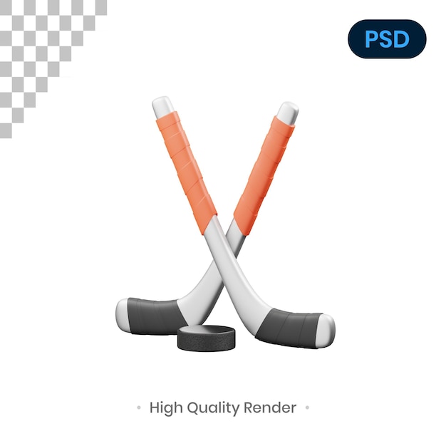 Hokej 3d Render Ilustracji Premium Psd