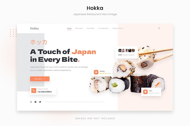 Hokka - immagine dell'eroe del ristorante giapponese del morso di sushi