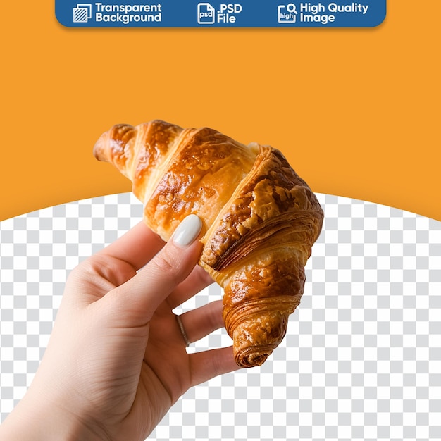 PSD holding a delicious croissant in hand