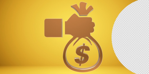 Holding money bag icon png, illustration of an holding money bag icon transparent background(png)