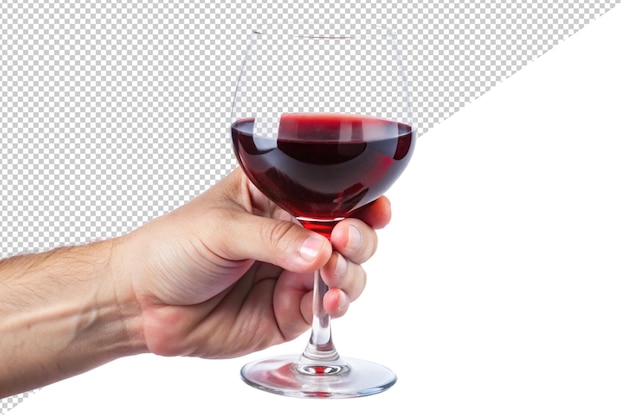 holding red wine glass isolated on a white background