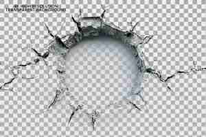 PSD hole ragged round crack on transparent background