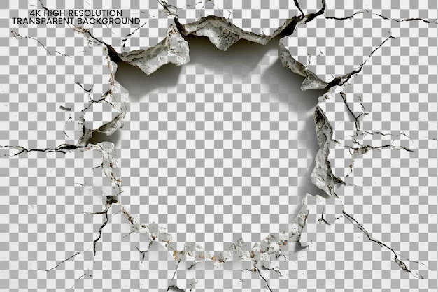 PSD hole ragged round crack on transparent background