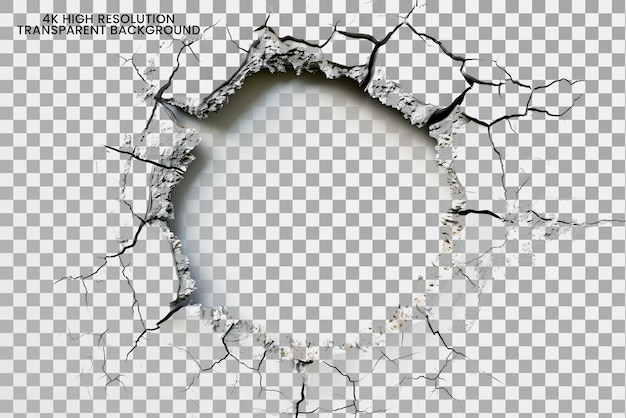 PSD hole ragged round crack on transparent background