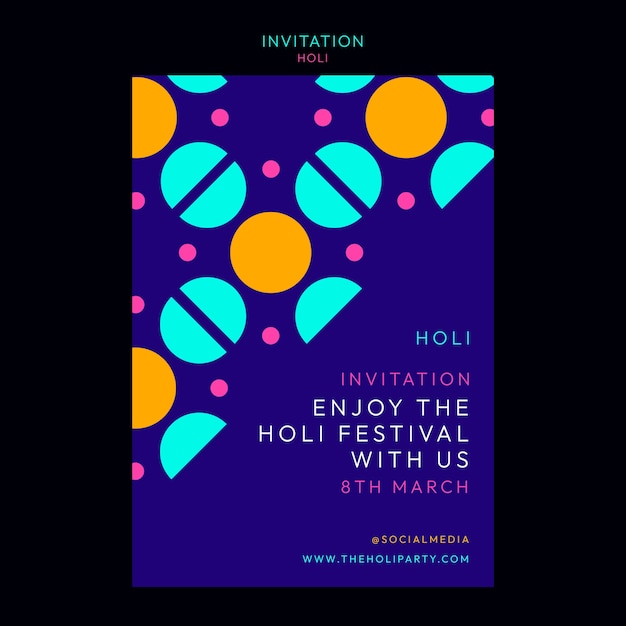 PSD holi celebration invitation template