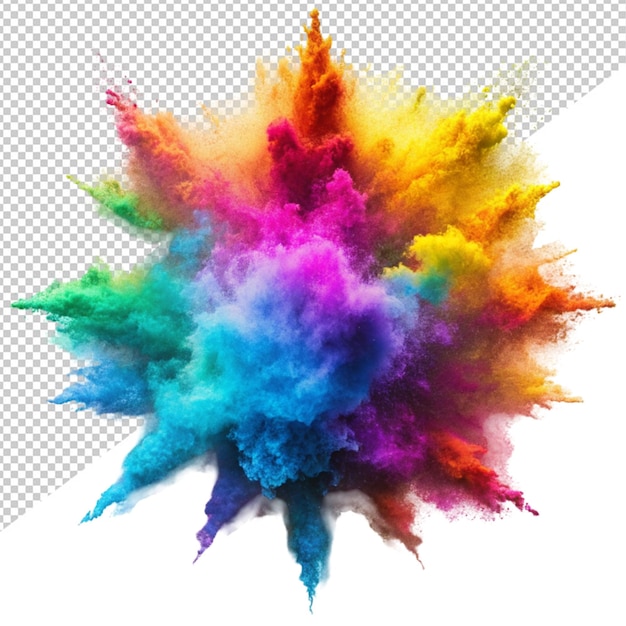 Holi color explosion on transparent background