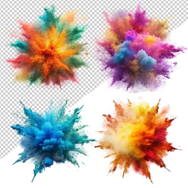 Holi color explosion on transparent background