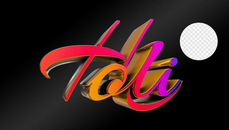 PSD holi festival 3d renderowany tekst holi w przezroczystym tle