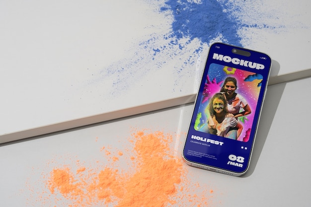 PSD holi festival apparaat mockup