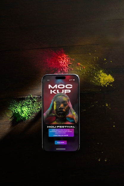 PSD holi festival apparaat mockup