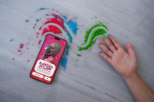 Holi festival apparaat mockup